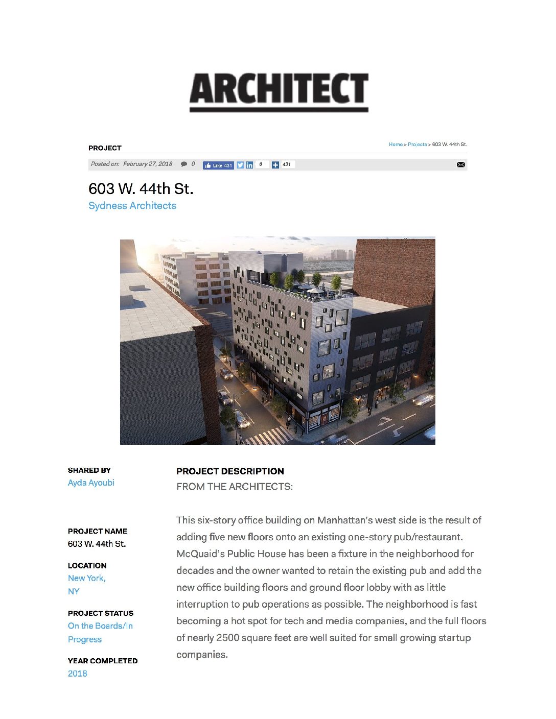 603 W. 44th St.: Sydness Architects