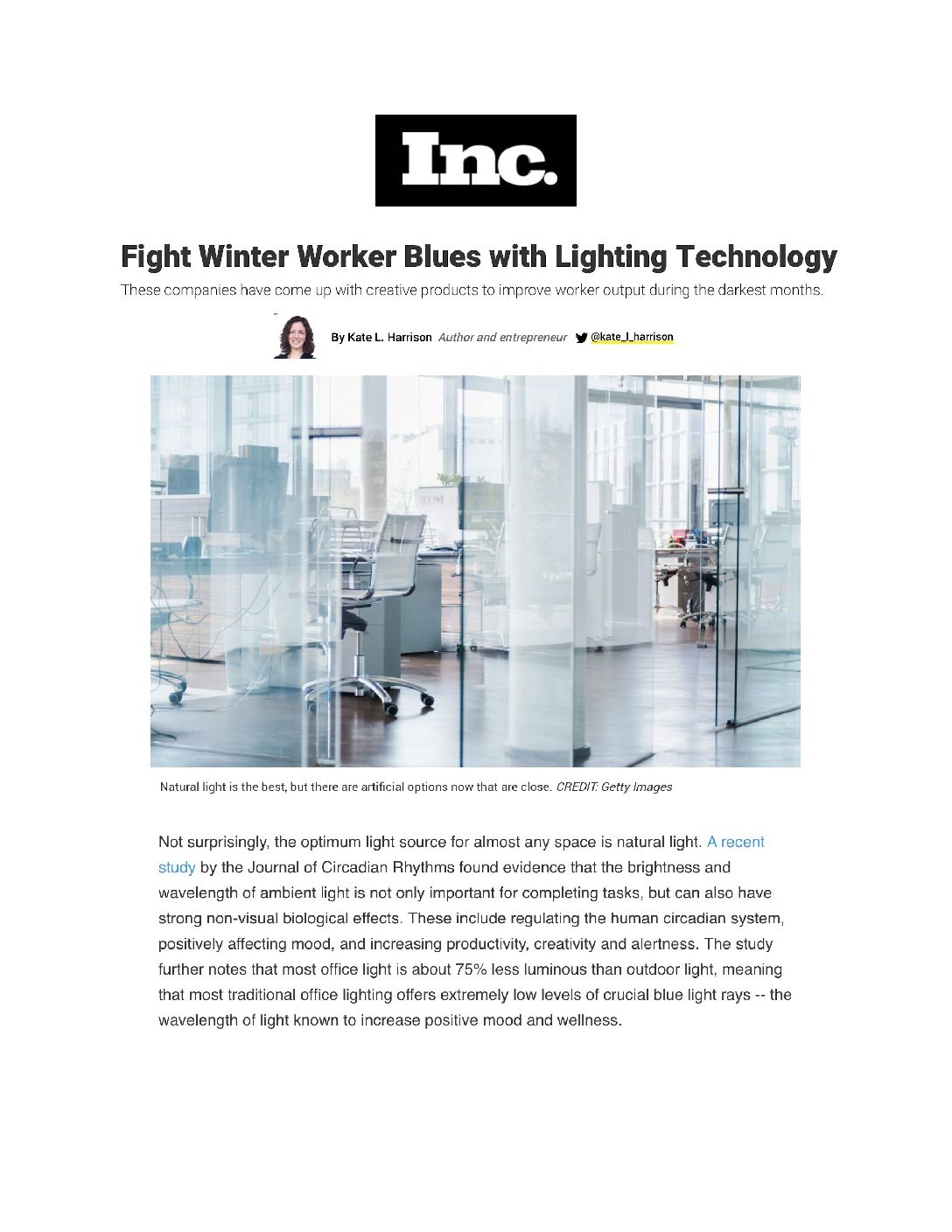 Fight Winter Worker Blues with Lighting Technology