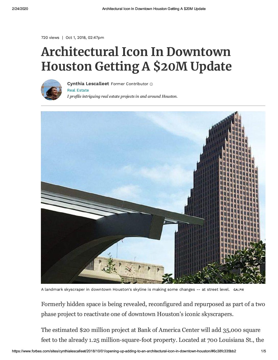 Architectural Icon In Downtown Houston Getting A $20M Update